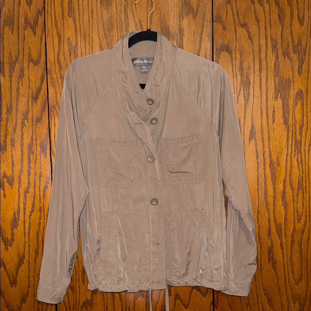Eddie Bauer Utility Jacket Medium Tan Lightweight Tence
